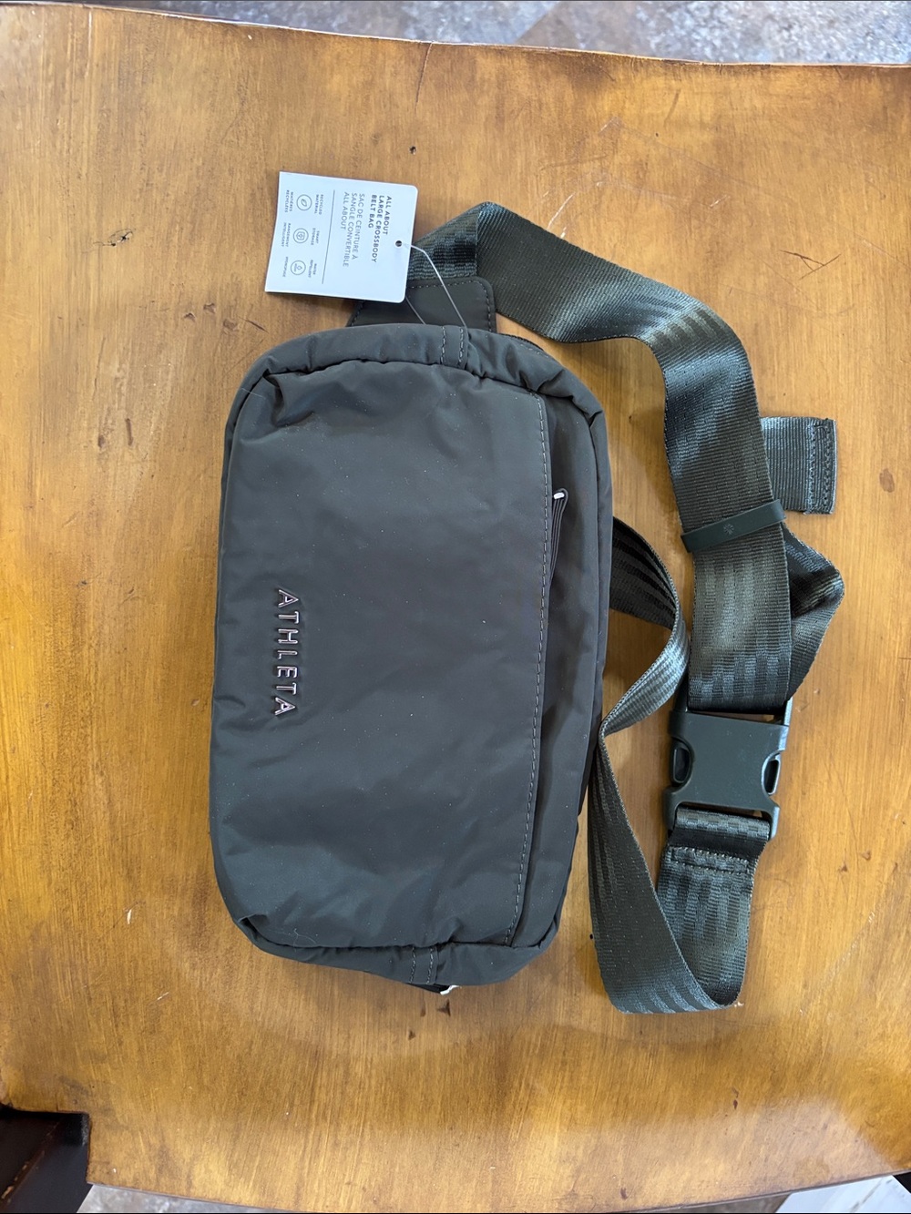 Athleta Olive Green All about Large Crossbody Belt Bag with Adjustable Strap